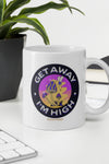 Get Away I'm High | Purple | Psilocybin | Mushroom | Highdea | Funny | Graphic |  White Glossy Mug